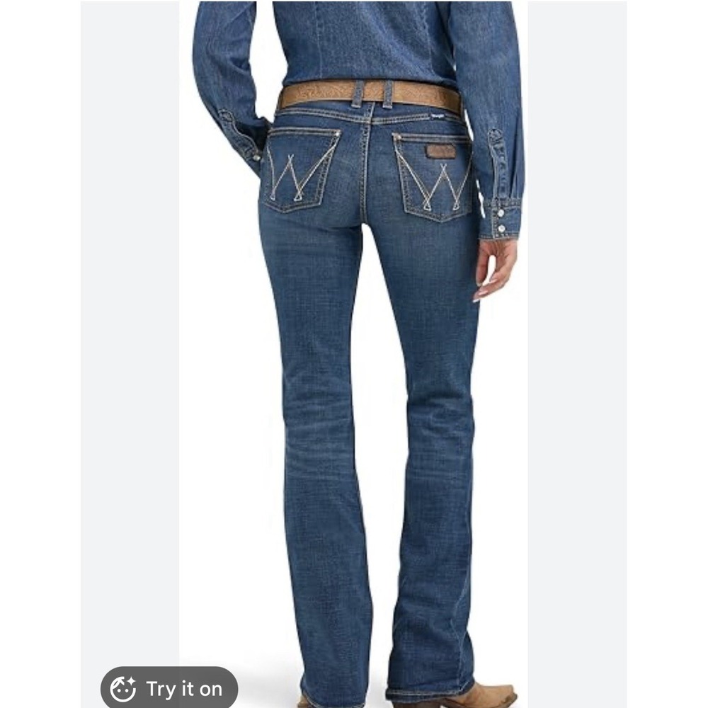 Wrangler Retro Mae Bootcut Jeans Juniors 7x36 Western Cowgirl Stretch Blue